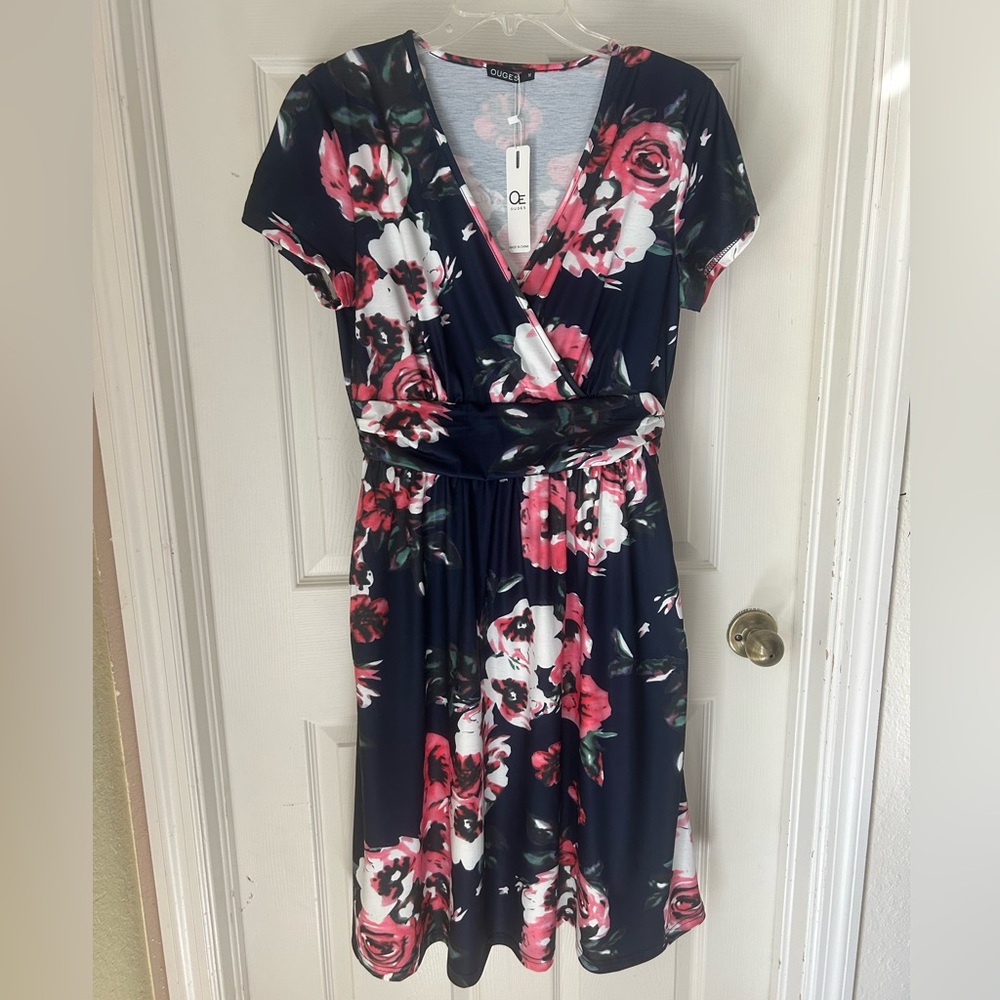 Navy and floral dress size M